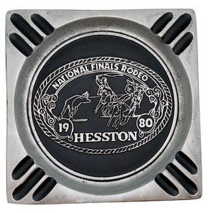 1980 NFR Rodeo Ashtray Cowboy Hesston RARE National Finals Team Ropers Roping